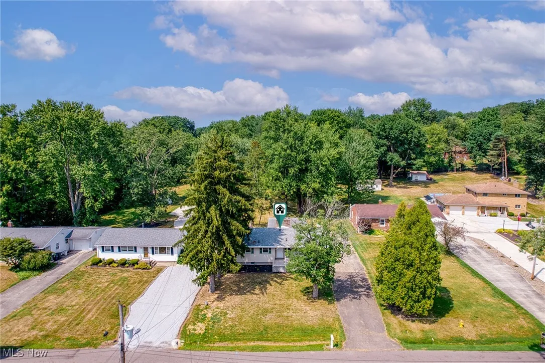 Aerial perspective of suburban area