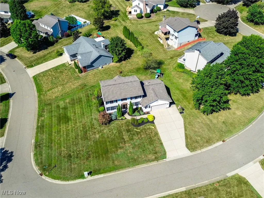 Aerial perspective of suburban area