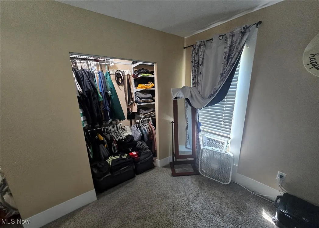 Unfurnished bedroom featuring carpet floors and a closet