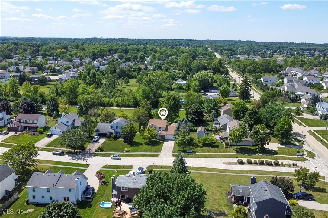 Aerial perspective of suburban area