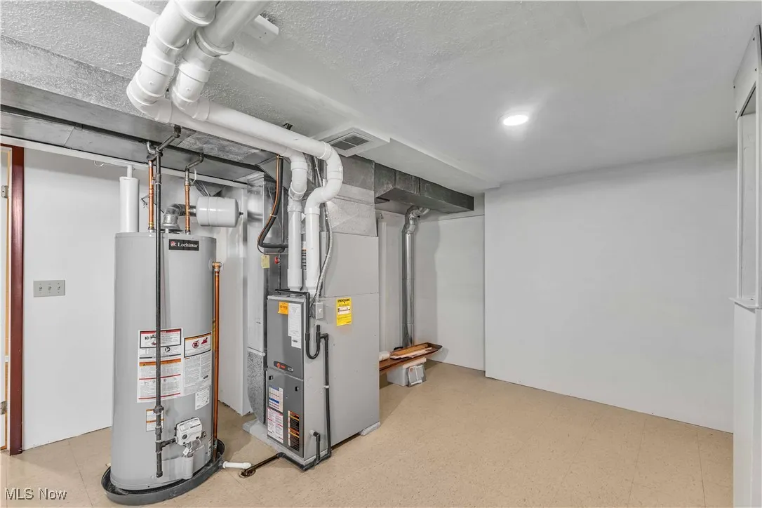 Utility room with water heater and furnace