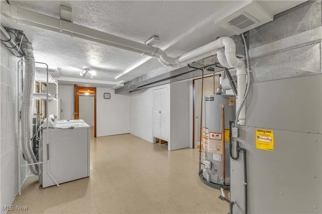 Utility room in the basement - hosting HVAC and laundry area