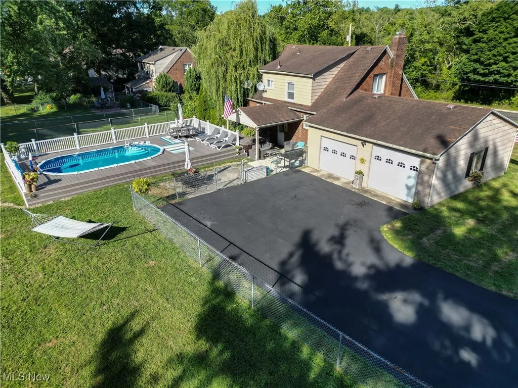 Drone / aerial view of a pool