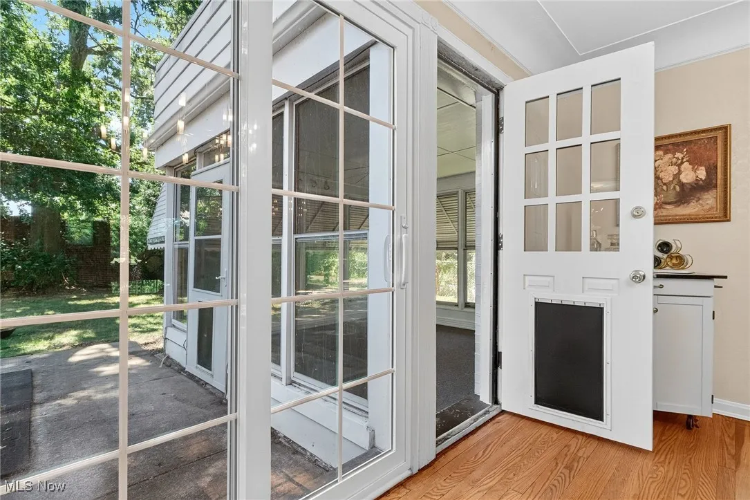 Doorway with wood finished floors