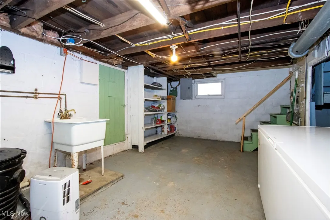 Basement with stairs and electric​​‌​​​​‌​​‌‌​‌‌​​​‌‌​‌​‌​‌​​​‌​​ panel