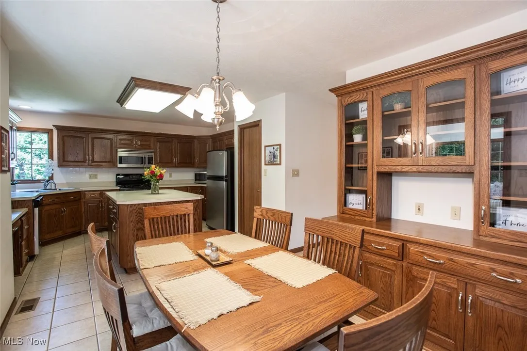 Dining area with a beautiful custom-built in hutch