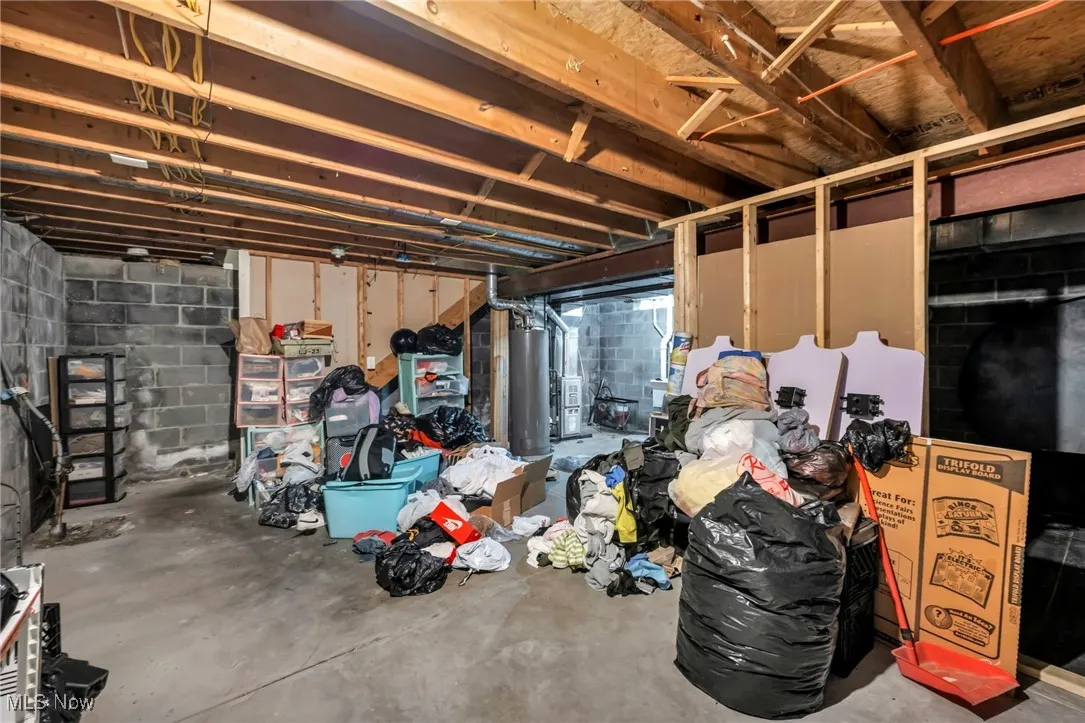 Unfinished below grade area with gas water heater