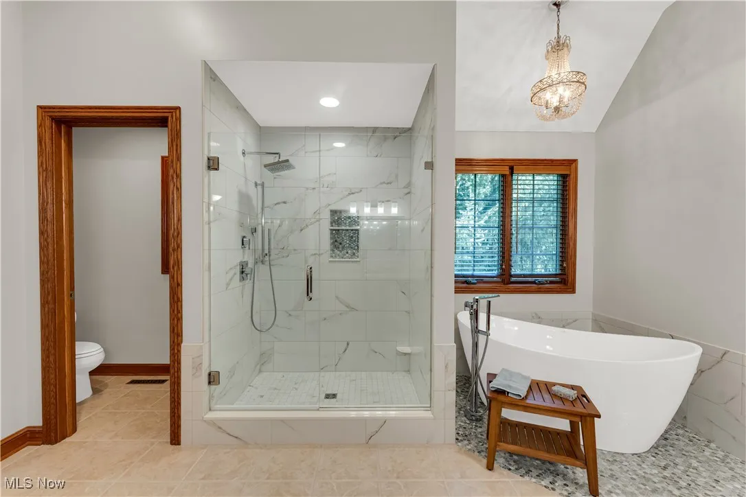 Tiled shower and soaking tub