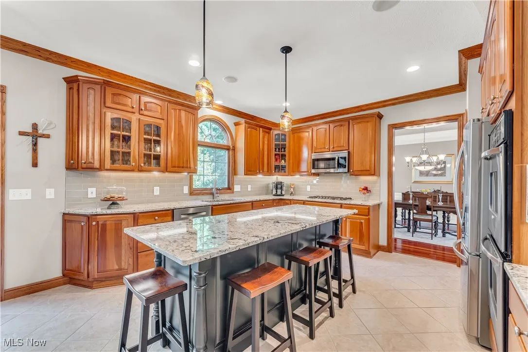 Custom Island w/Granite & Murano pendant lights from Italy