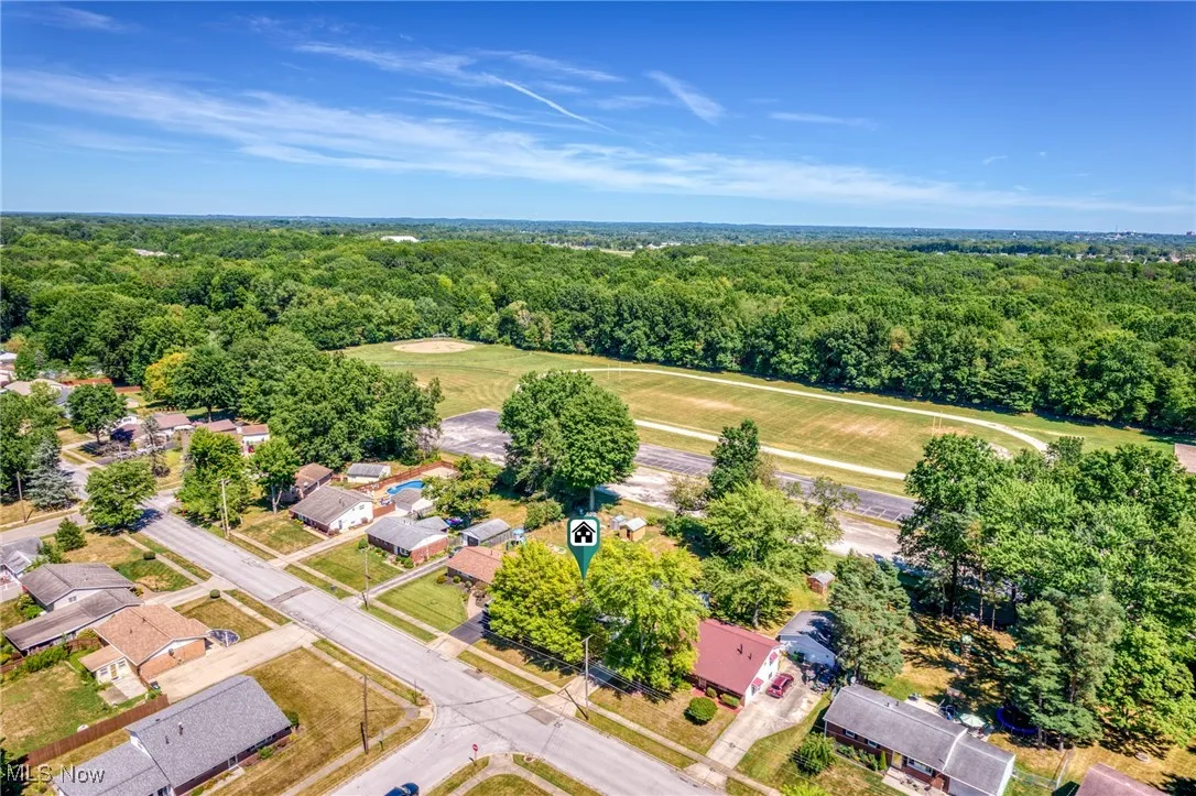 Bird's eye view of a heavily wooded area