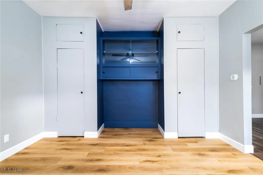 Dining room with built in shelving