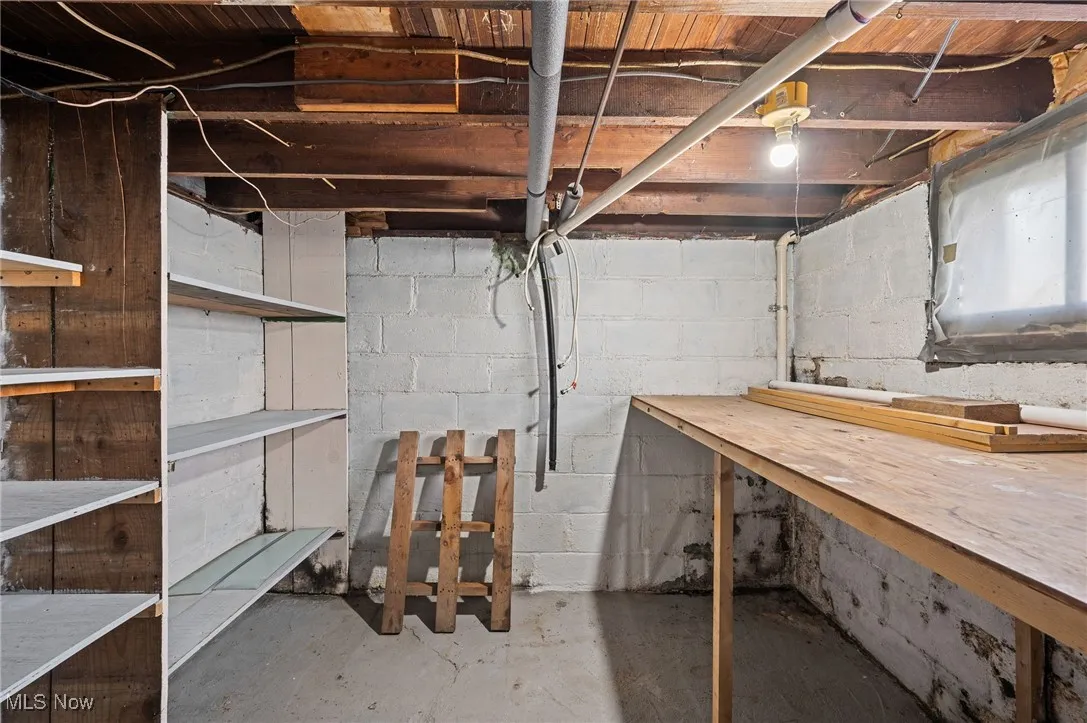 View of unfinished basement