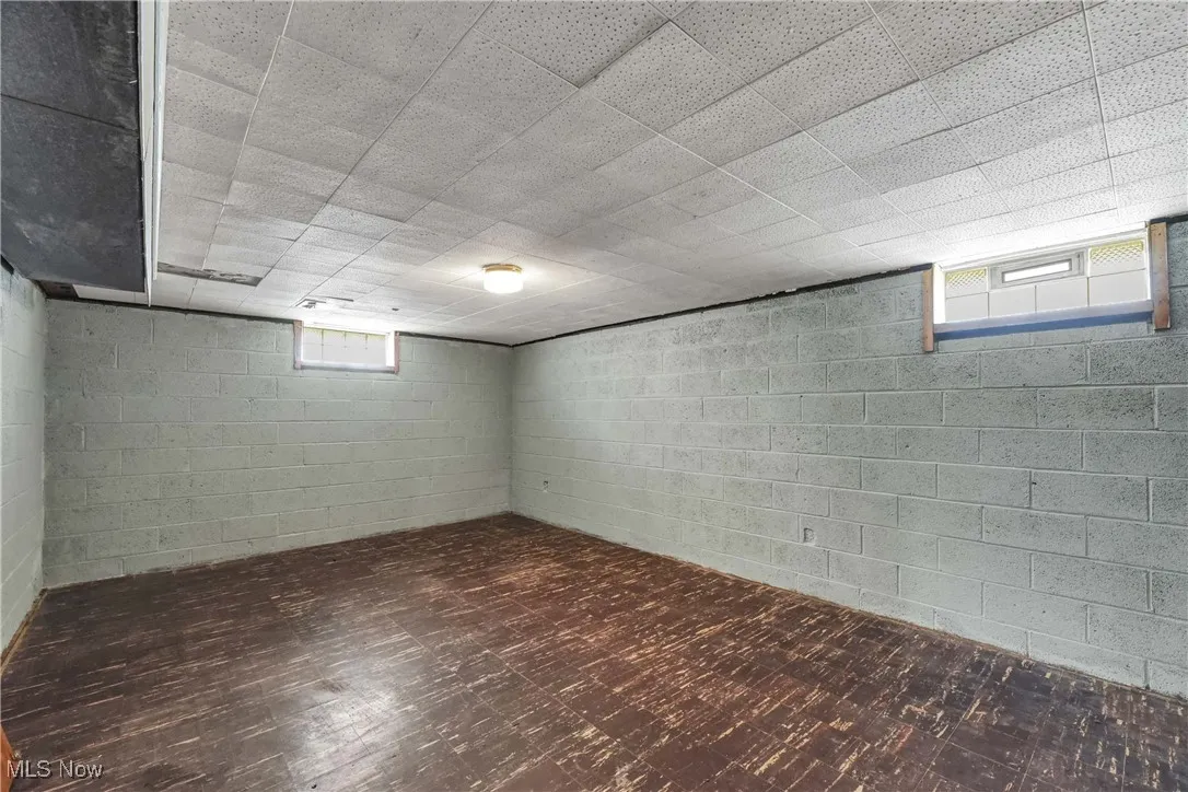 Basement with dark floors