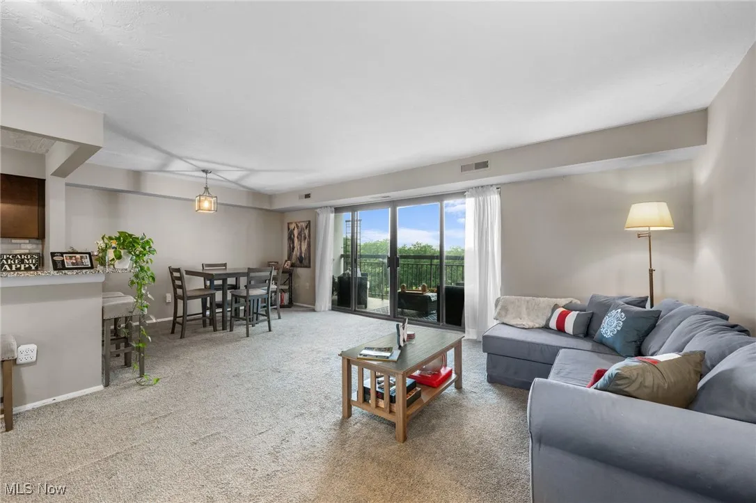 Living room featuring carpet and baseboards