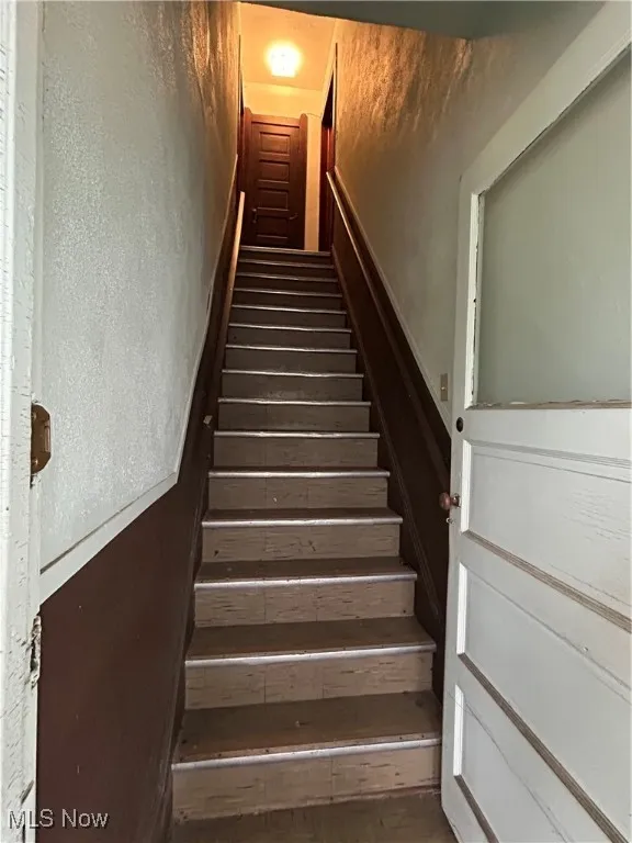 Stairway with a textured wall