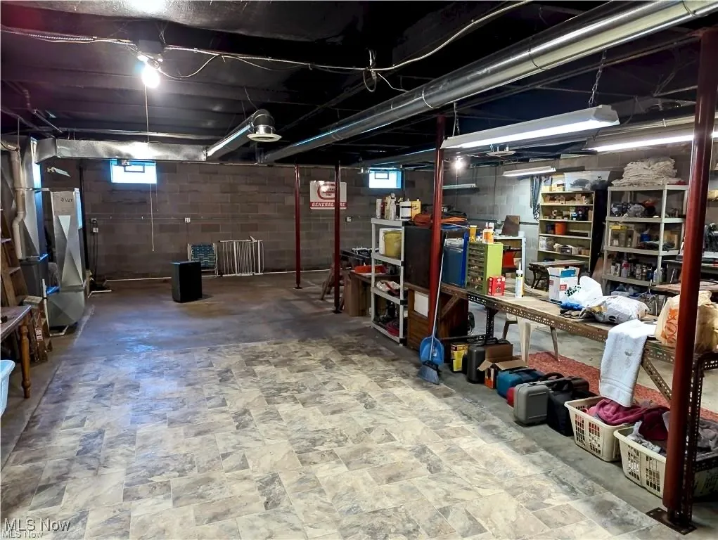 Basement with heating unit