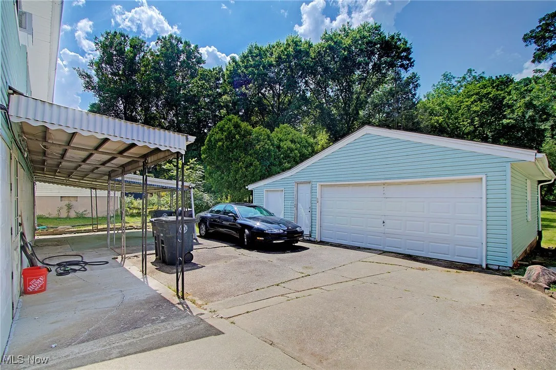 View of detached garage