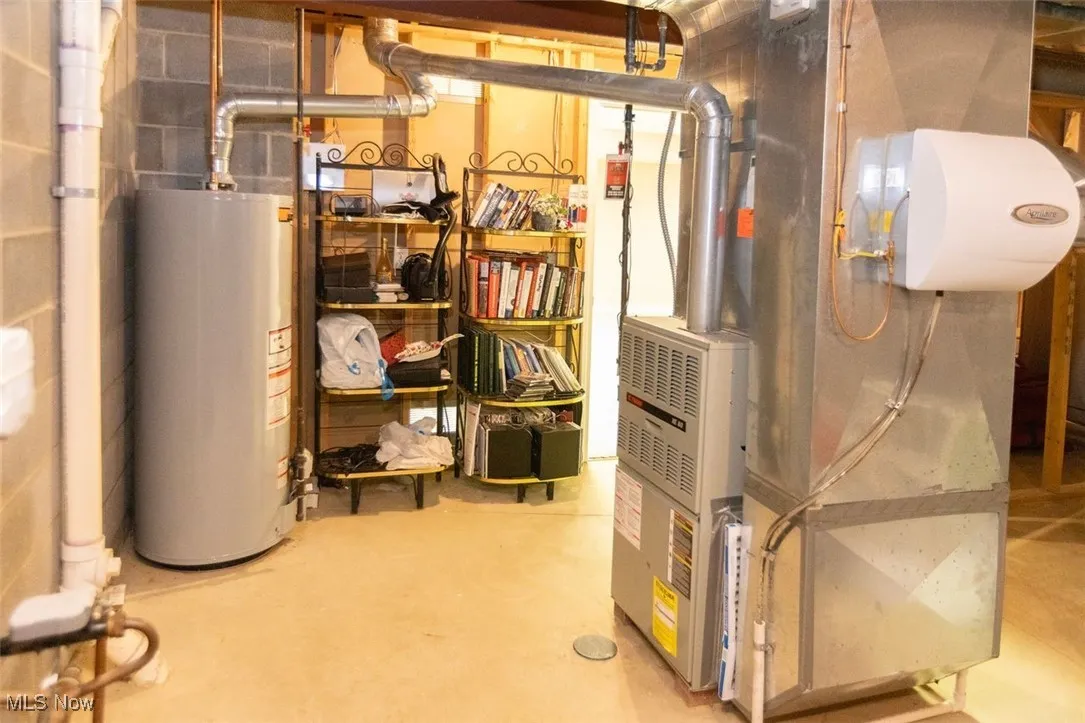 Utilities featuring heating unit and water heater