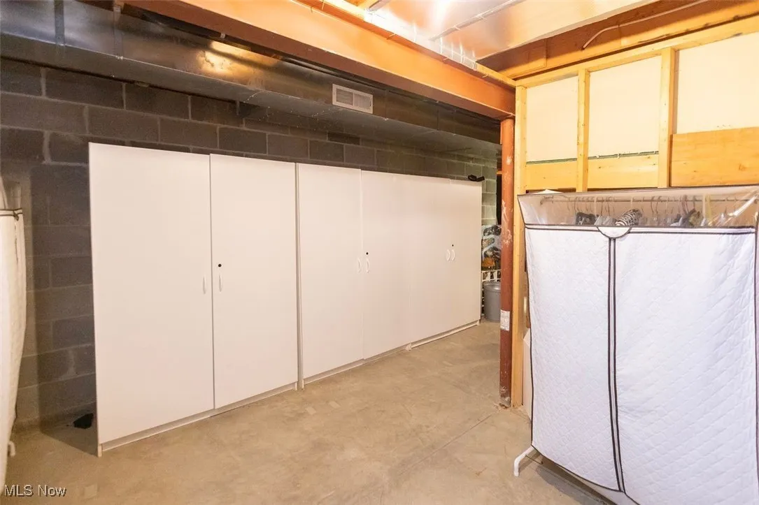View of basement storage area