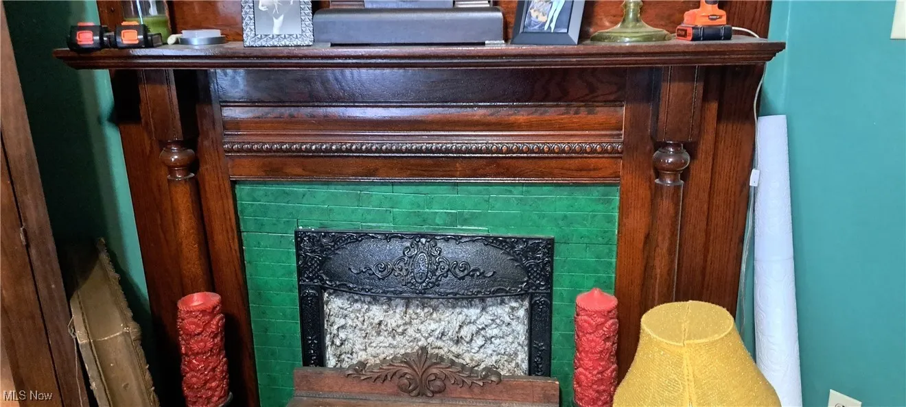 Detailed view of a fireplace
