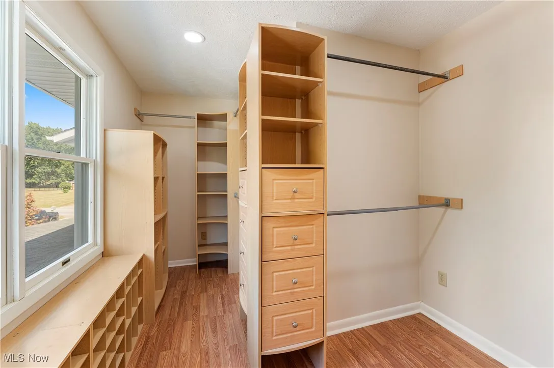 Spacious closet featuring light wood-style flooring