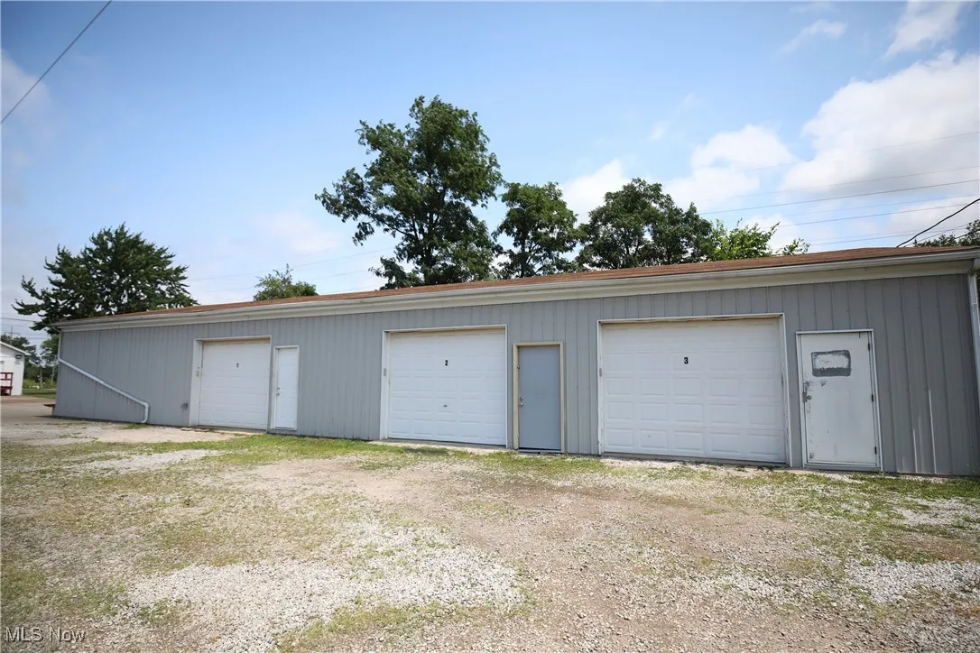 View of detached garage