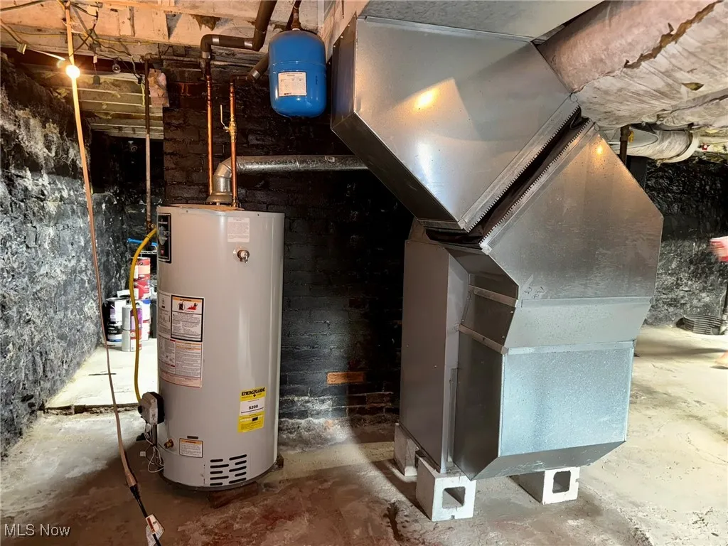 Utilities featuring water heater and heating unit
