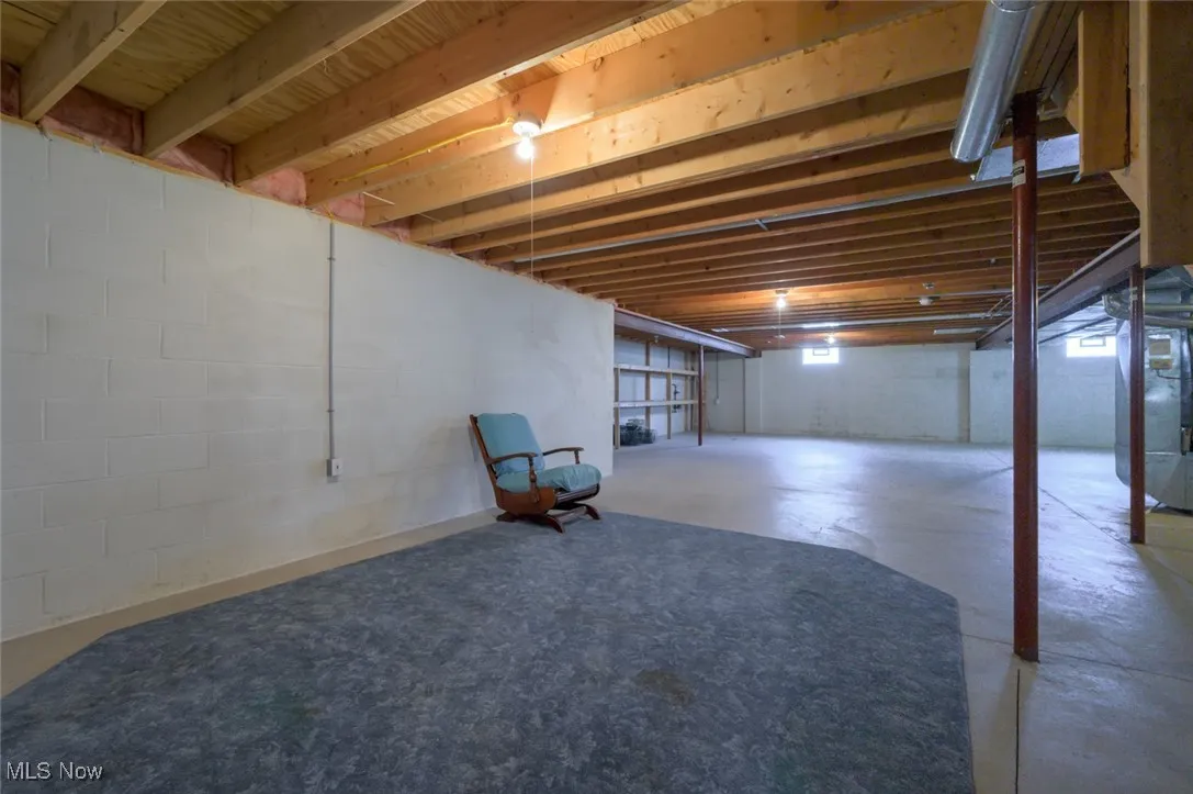 Basement with heating unit
