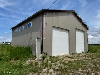 View of detached garage