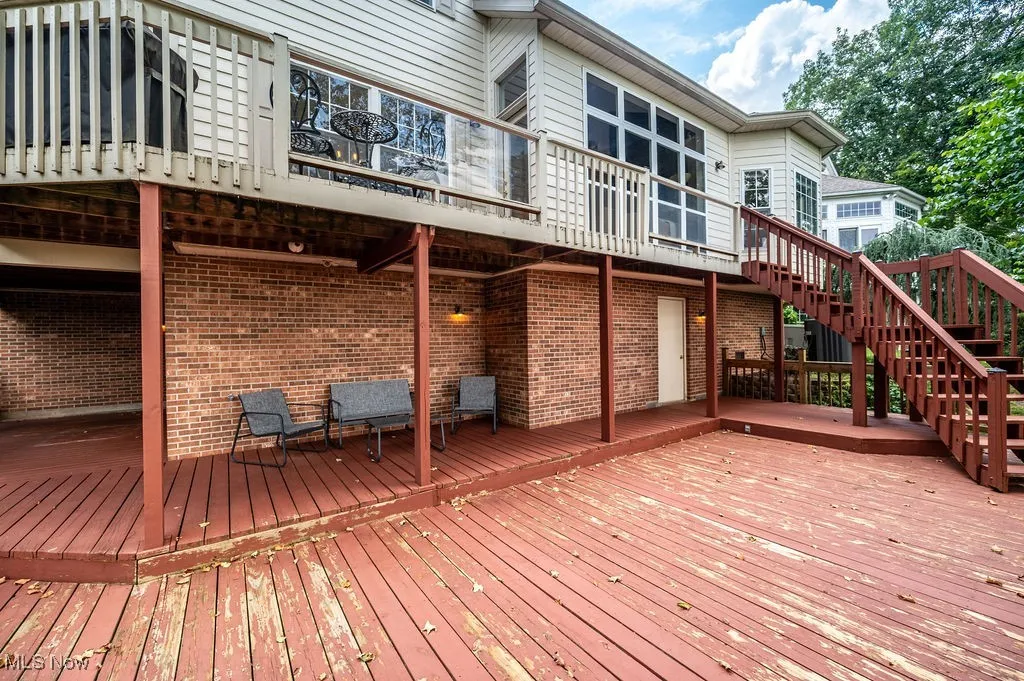 Deck featuring stairs