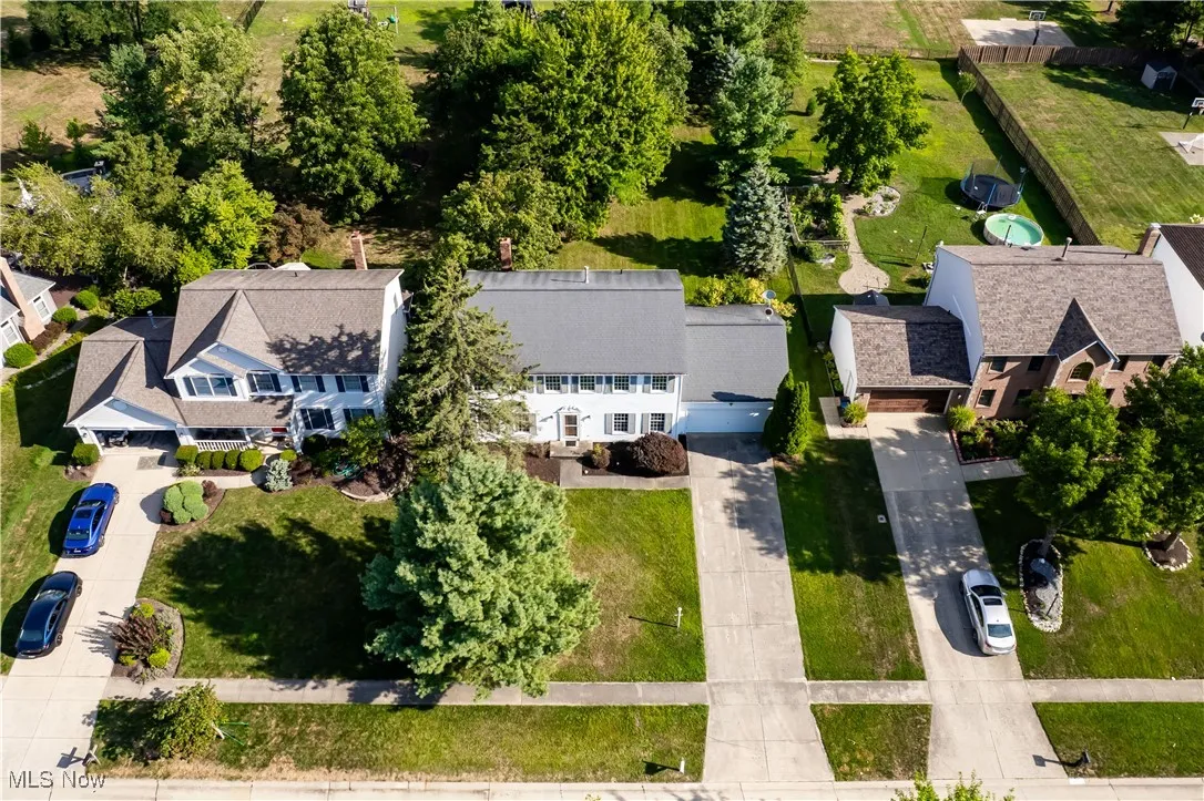 Aerial perspective of suburban area