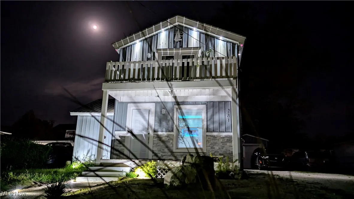 Property exterior at twilight