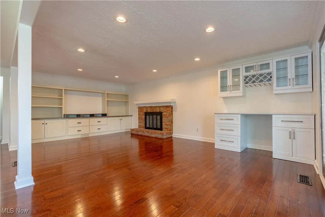 Family room with fireplace
