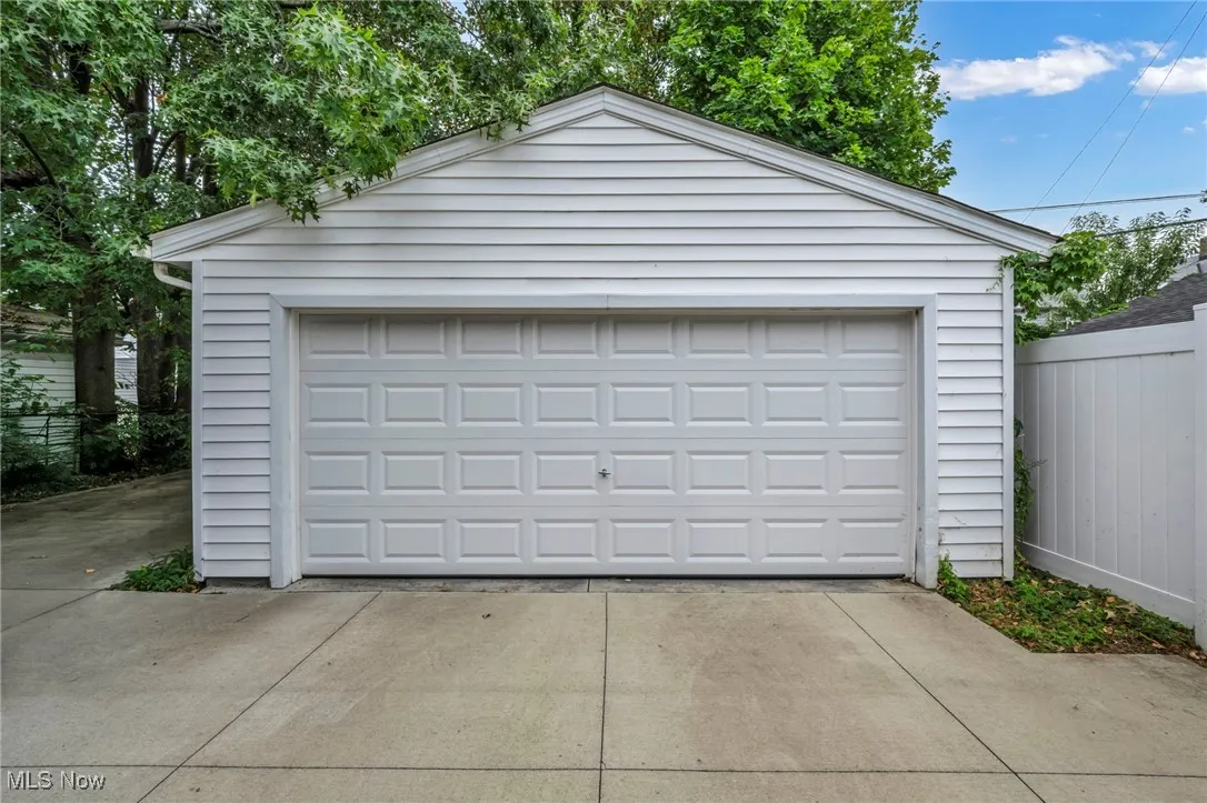 View of detached garage