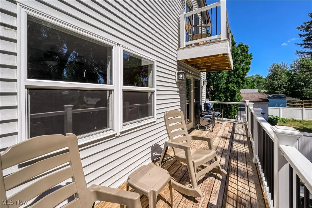 View of wooden deck off the family room