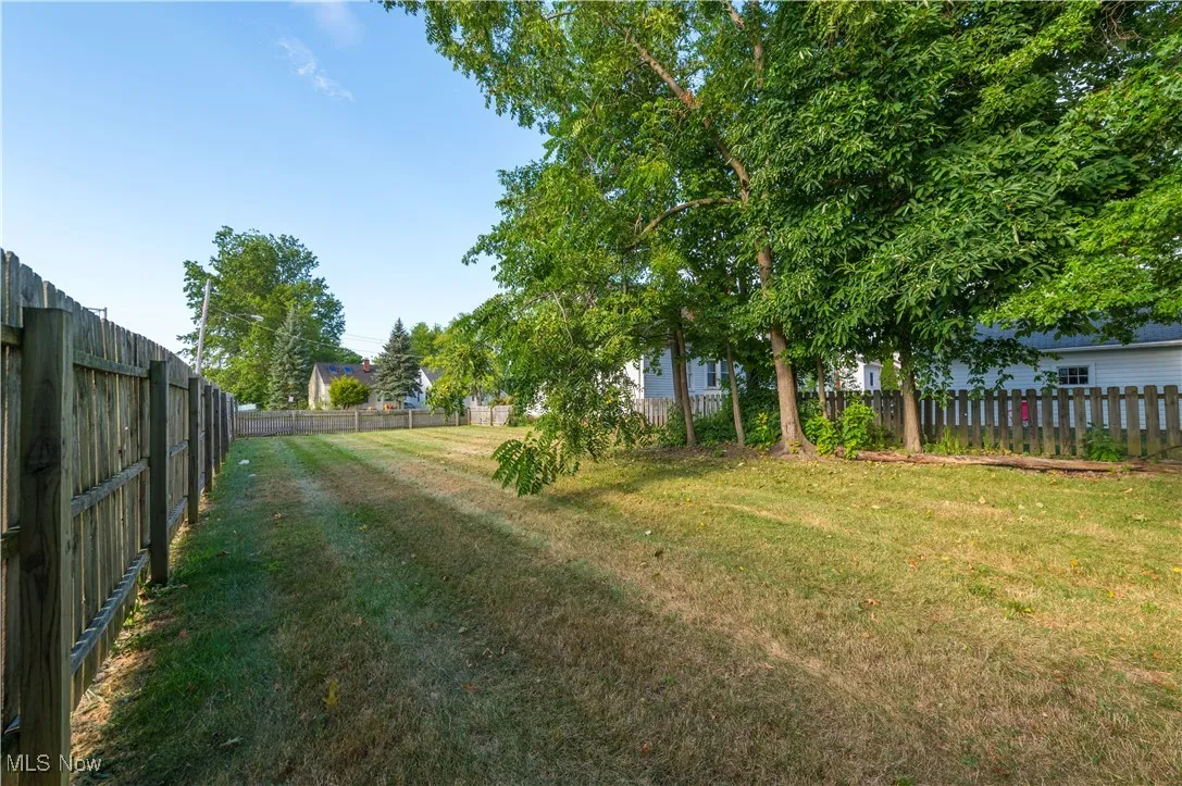 View of fenced backyard
