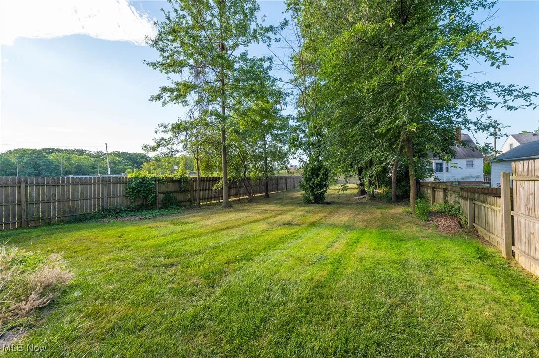 View of fenced backyard