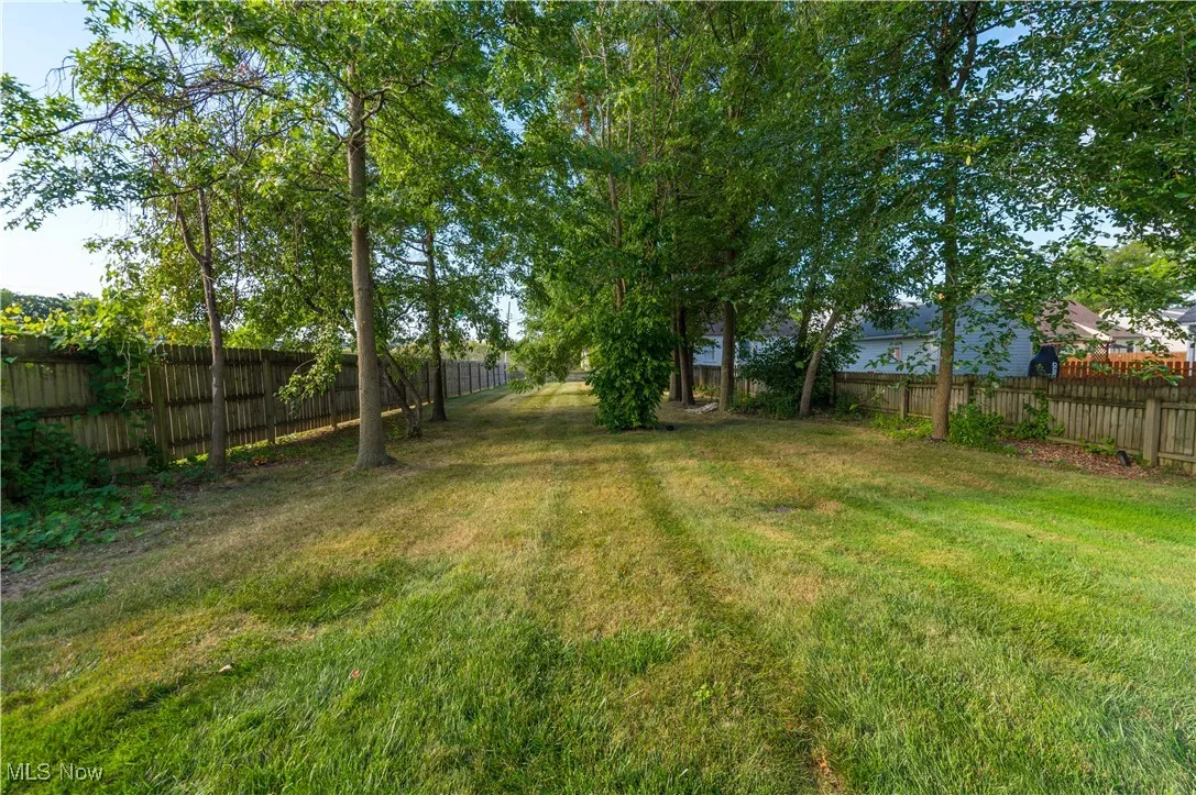 View of fenced backyard