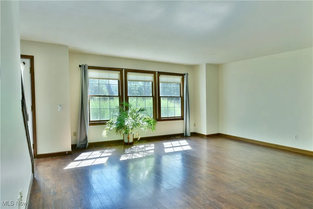 Spare room with dark wood finished floors