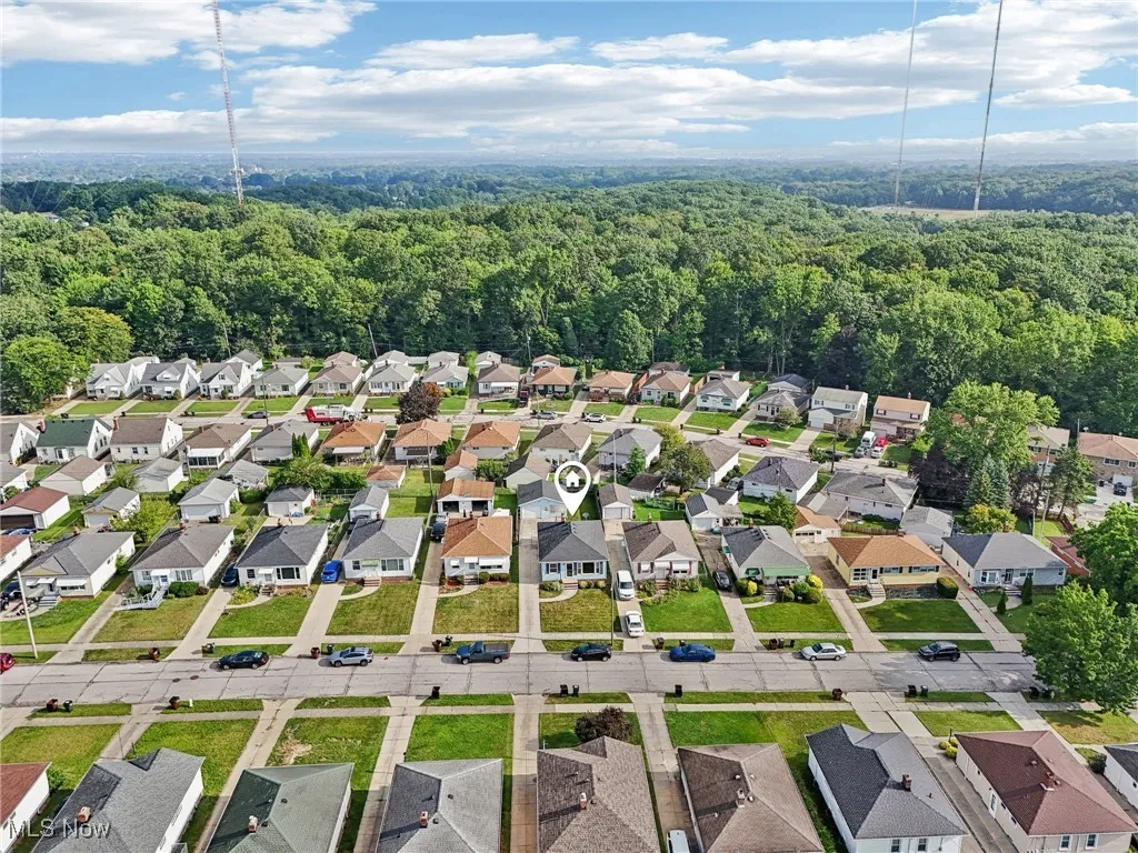 Aerial perspective of suburban area