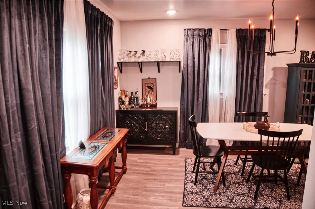 Dining room featuring light LVT floors
