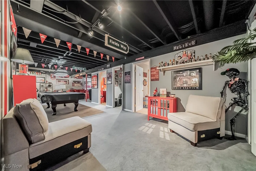 Game room featuring billiards table and carpet floors