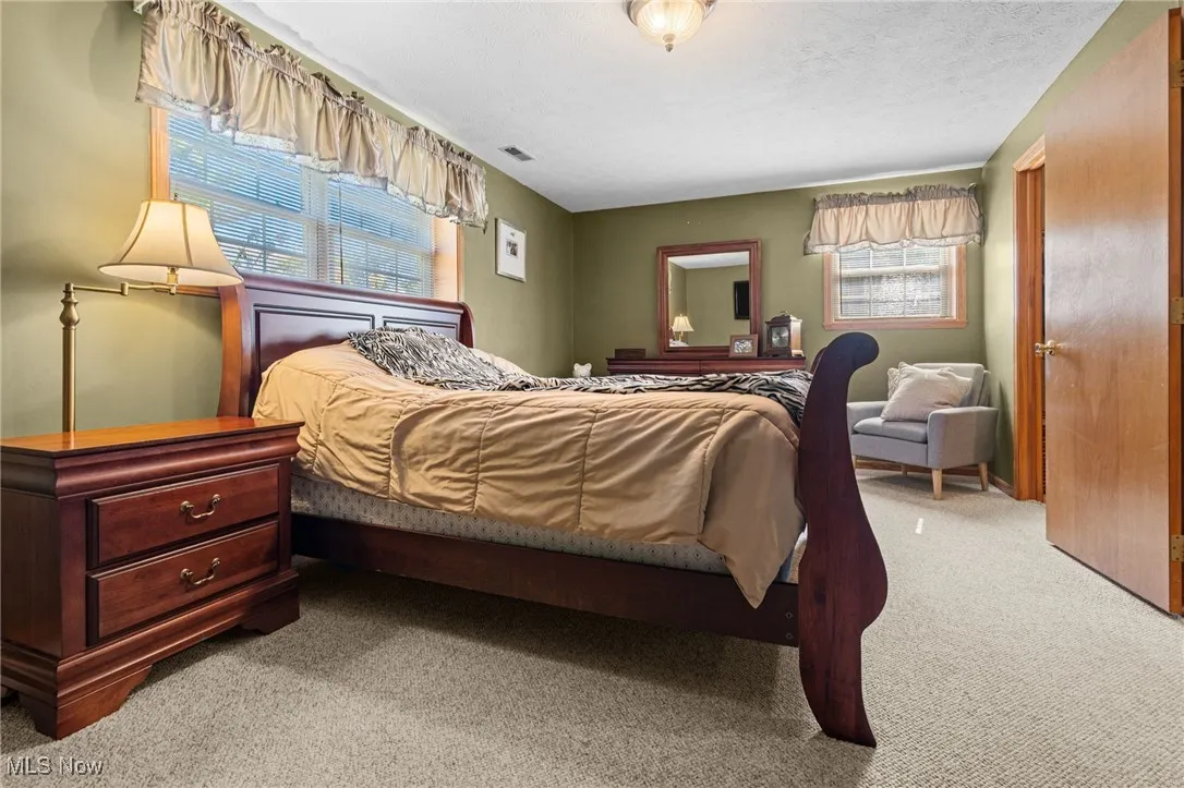 Bedroom with carpet flooring