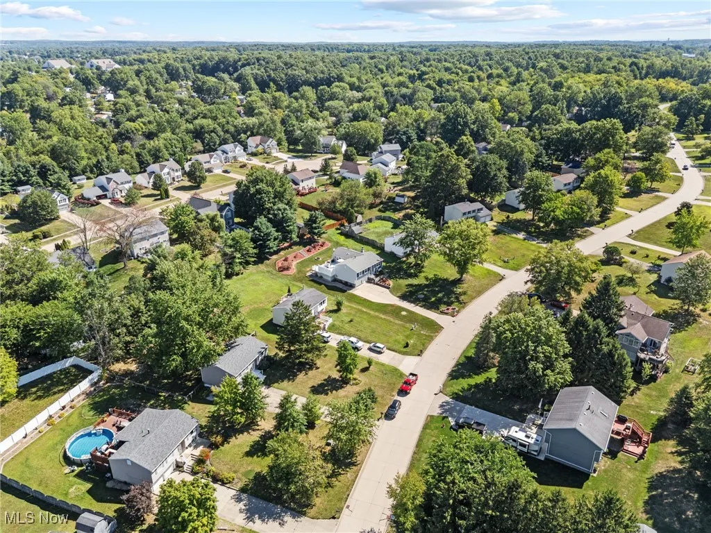 Aerial perspective of suburban area