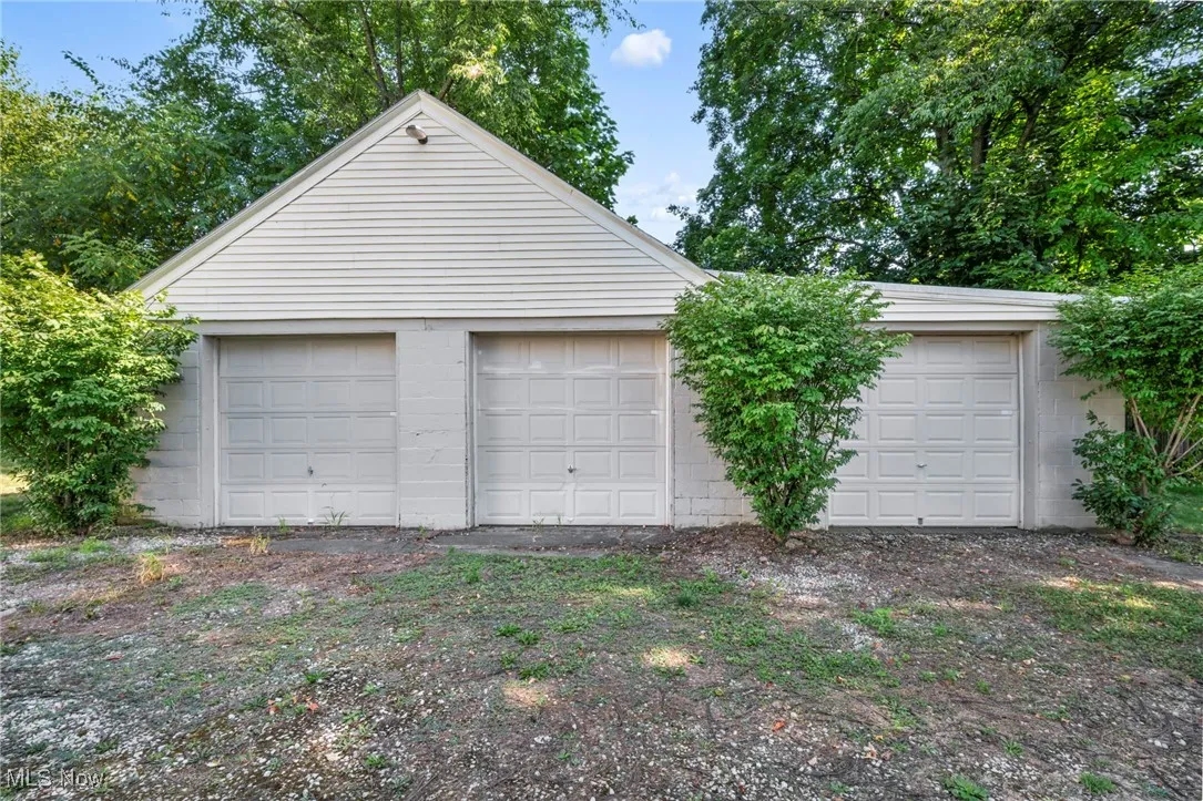 View of detached garage