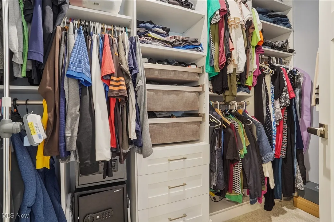 Walk in closet with carpet flooring