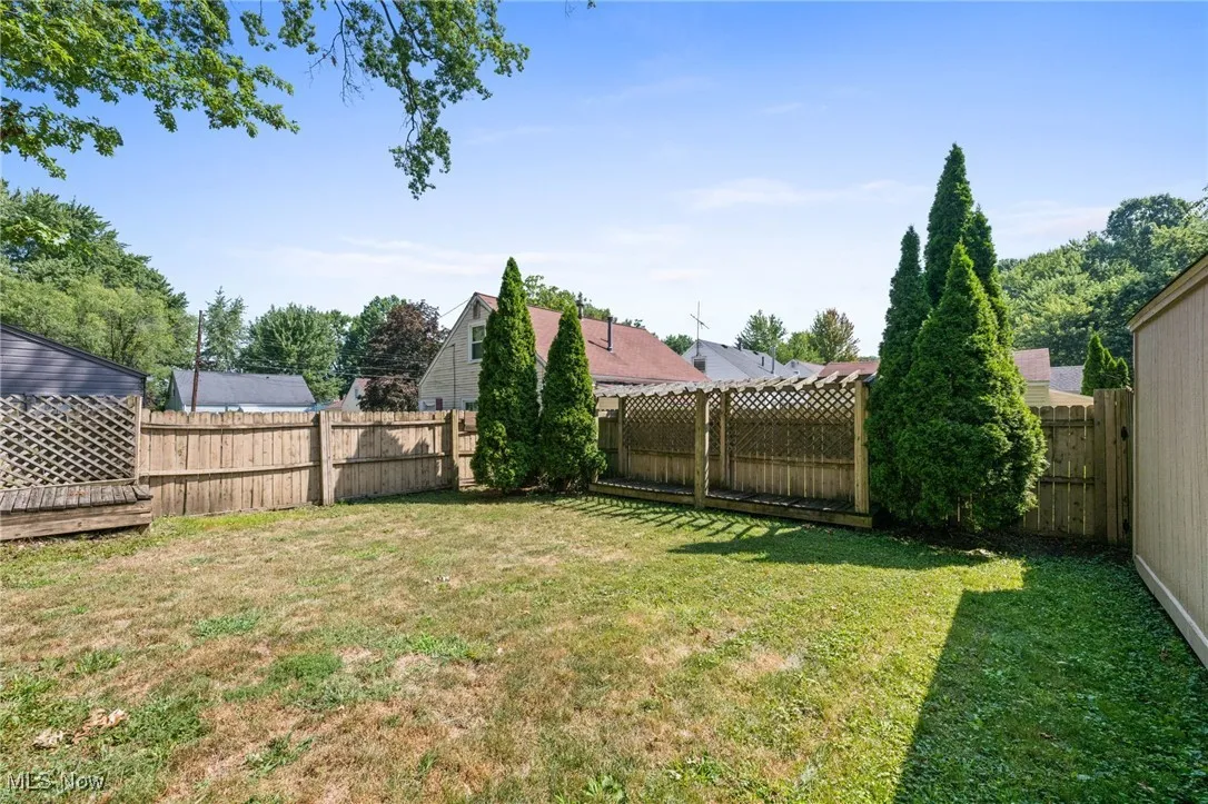 View of fenced backyard