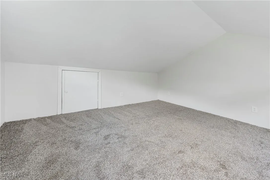 Additional living space featuring carpet and lofted ceiling
