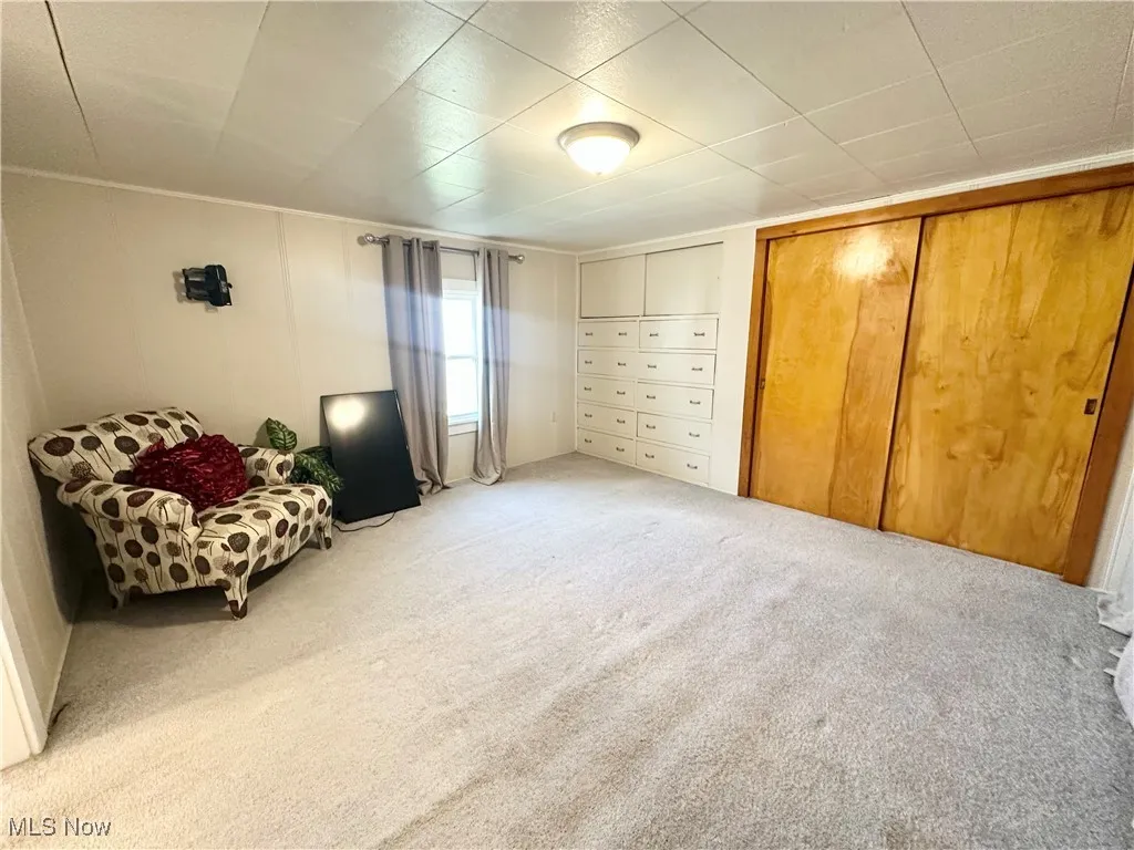 Bedroom with carpet flooring