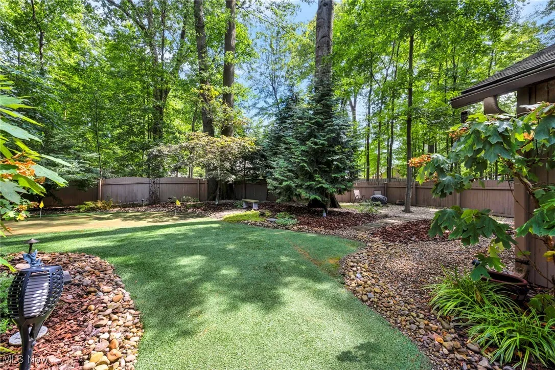 View of fenced backyard